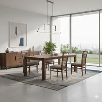 Conjunto 4 Cadeiras de Jantar Em Madeira Maciça Estofada Larissa