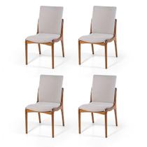 Conjunto 4 Cadeiras de Jantar Estofada em Madeira Garbo Cinza Claro Straub Web
