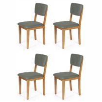 Conjunto 4 Cadeiras de Jantar Estofada em Madeira Maciça Ella Cinza