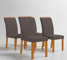 Conjunto 4 Cadeiras de Jantar Estofadas MDF Miami Cinza Escuro Yescasa
