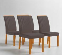 Conjunto 4 Cadeiras de Jantar Estofadas MDF Miami Cinza Escuro Yescasa