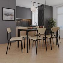 Conjunto 4 Cadeiras de Jantar Fit com Estrutura Preta