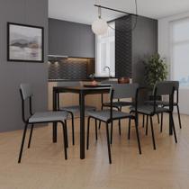 Conjunto 4 Cadeiras de Jantar Fit com Estrutura Preta