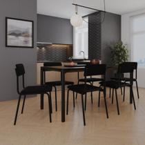 Conjunto 4 Cadeiras de Jantar Fit com Estrutura Preta