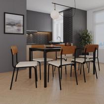 Conjunto 4 Cadeiras de Jantar Fit Tecido Mesclado Est.Preta Conjunto 4 Cadeiras de Jantar Fit Tecido Mesclado Est.Preta