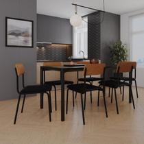 Conjunto 4 Cadeiras de Jantar Fit Tecido Mesclado Est.Preta Conjunto 4 Cadeiras de Jantar Fit Tecido Mesclado Est.Preta