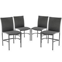Conjunto 4 Cadeiras de Jantar Havaí em Fibra Sintética Trama Dupla Artesanal para Área Interna