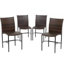Conjunto 4 Cadeiras de Jantar Havaí em Fibra Sintética Trama Dupla Artesanal para Área Interna
