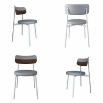 Conjunto 4 Cadeiras de Jantar Kyta Tecido Mesclado Est.Branca