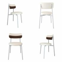 Conjunto 4 Cadeiras de Jantar Kyta Tecido Mesclado Est.Branca