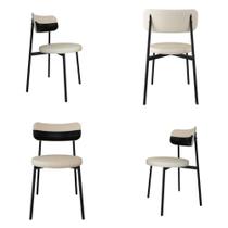 Conjunto 4 Cadeiras de Jantar Kyta Tecido Mesclado Est.Preta