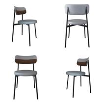 Conjunto 4 Cadeiras de Jantar Kyta Tecido Mesclado Est.Preta