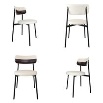 Conjunto 4 Cadeiras de Jantar Kyta Tecido Mesclado Est.Preta