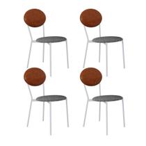 Conjunto 4 Cadeiras de Jantar Vintage Elipse Tecido Mesclado Est.Branca