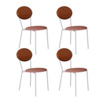 Conjunto 4 Cadeiras de Jantar Vintage Elipse Tecido Mesclado Est.Branca