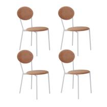 Conjunto 4 Cadeiras de Jantar Vintage Elipse Veludo Est.Branca