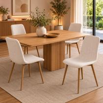 Conjunto 4 Cadeiras De Mesa Jantar Cozinha Kendra Estofada em Linho Moderna 120kg Conjunto 4 Cadeiras De Mesa Jantar Cozinha Kendra Estofada em Linho Moderna 120kg