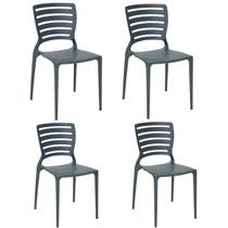 Conjunto 4 Cadeiras de Plástico com Encosto Vazado Horizontal Sofia - Tramontina