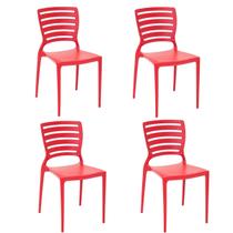 Conjunto 4 Cadeiras de Plástico com Encosto Vazado Horizontal Sofia - Tramontina