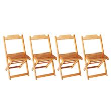 Conjunto 4 Cadeiras Dobrável em Madeira Maciça - Natural
