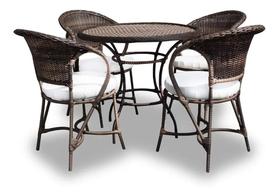 Conjunto 4 Cadeiras E 1 Mesa Arcobalena Sintético Junco almofadas Duna