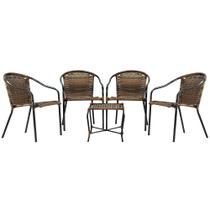 Conjunto 4 Cadeiras e Mesa Baixa de Centro Biquini em Fibra com Proteção UV para Área Externa, Área Interna - Argila