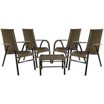 Conjunto 4 Cadeiras E Mesa de centro Bela, para área, edícula, fibra sintética - PANERO - PEQUI 01