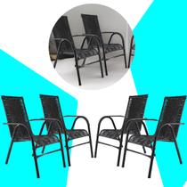 Conjunto 4 Cadeiras E Mesa de centro Bela, para área, edícula, fibra sintética - PANERO PRETO 05