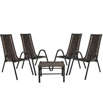 Conjunto 4 Cadeiras e Mesa de centro Canadá, Área, Edícula, Fibra cor Argila - PANERO 07