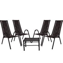 Conjunto 4 Cadeiras e Mesa de centro Canadá para Área, Edícula, Fibra cor Tabaco - PANERO 06