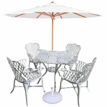 Conjunto 4 Cadeiras E Mesa Viena Bambu Em Alumínio Para Piscina Jardim Branco Conjunto 4 Cadeiras E Mesa Viena Bambu Em Alumínio Para Piscina Jardim Branco