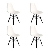 Conjunto 4 Cadeiras Eames Design Moderno Tubo de Ferro Preto Assento Branco