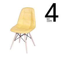 Conjunto 4 Cadeiras Eames DSW Botonê - Amarela
