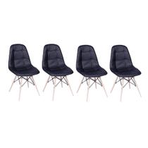 Conjunto 4 Cadeiras Eames Eiffel Botonê - Preto