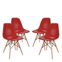 Conjunto 4 Cadeiras Eames Eiffel com pés de madeira - Vermelho