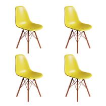 Conjunto 4 Cadeiras Eames Estilo Moderno em Ferro Cobre com Assento Amarelo