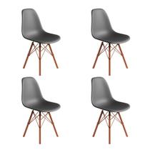 Conjunto 4 Cadeiras Eames Estilo Moderno em Ferro Cobre com Assento Cinza