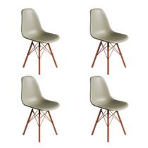 Conjunto 4 Cadeiras Eames Estilo Moderno em Ferro Cobre com Assento Fendi
