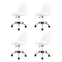 Conjunto 4 Cadeiras Eames Pc Transparente Office Cromada