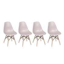 Conjunto 4 Cadeiras Eiffel Base Madeira - Bege Acinzentado