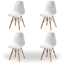 Conjunto 4 Cadeiras Eiffel Pés Madeira Maciça Urban Wood Elomio Conjunto 4 Cadeiras Eiffel Pés Madeira Maciça Urban Wood Elomio