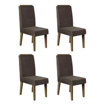 Conjunto 4 Cadeiras Elen Carvalho Europeu/Marrom Café - PR Móveis