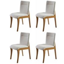 Conjunto 4 Cadeiras Estofadas e Base Madeira Maciça Debora Cinamomo/Losango