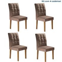 Conjunto 4 Cadeiras Estofadas Hobby Ypê/ Animale Marrom