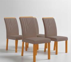 Conjunto 4 Cadeiras Estofadas MDF Miami Marrom Bege Yescasa