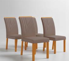 Conjunto 4 Cadeiras Estofadas MDF Miami Marrom Bege Yescasa
