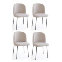 Conjunto 4 Cadeiras Gourmet Tati Para Cozinha ou Sala de Jantar Boucle Bege