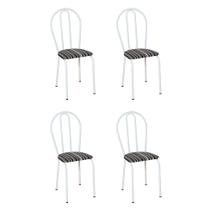 Conjunto 4 Cadeiras Hécate Branco e Preto Listrado
