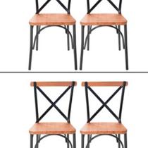 Conjunto 4 Cadeiras Industrial Aço Madeira Maciça Laís