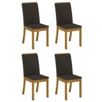 Conjunto 4 Cadeiras Isa para Sala de Jantar Henn - Nature/Marrom